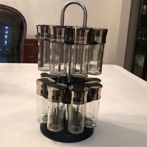 Rotating Spice Rack with Glass Jars